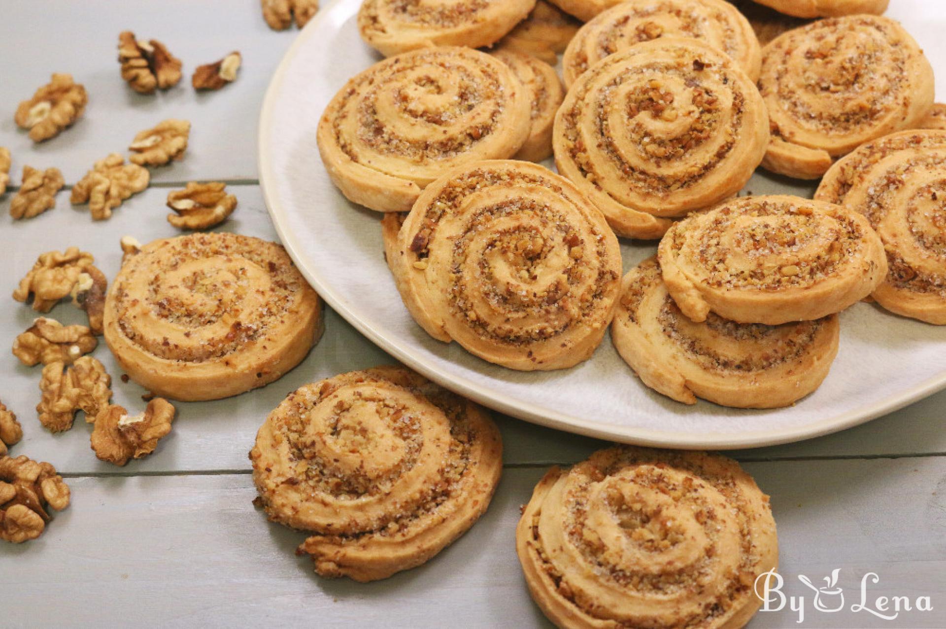 Vegan Walnut Cinnamon Pinwheel Cookies - ByLena.com