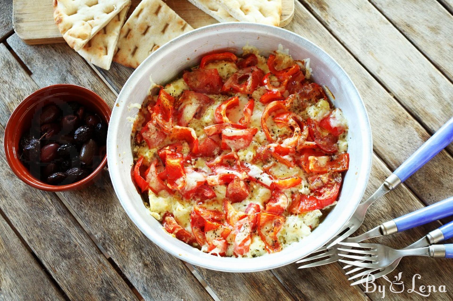 Greek Bouyourdi - Baked Cheese with Peppers and Tomatoes - ByLena.com