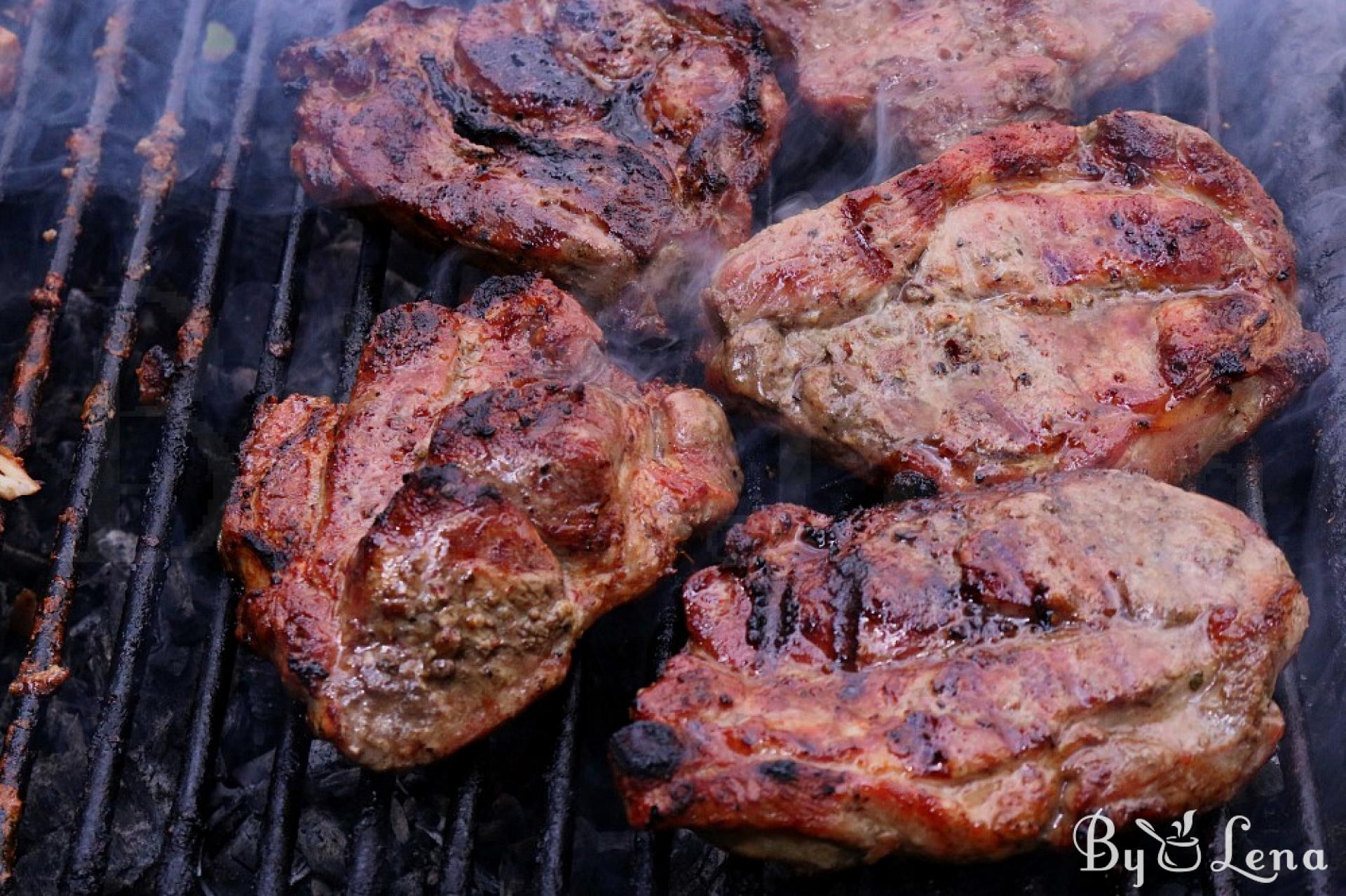 Pork steaks on the grill sales