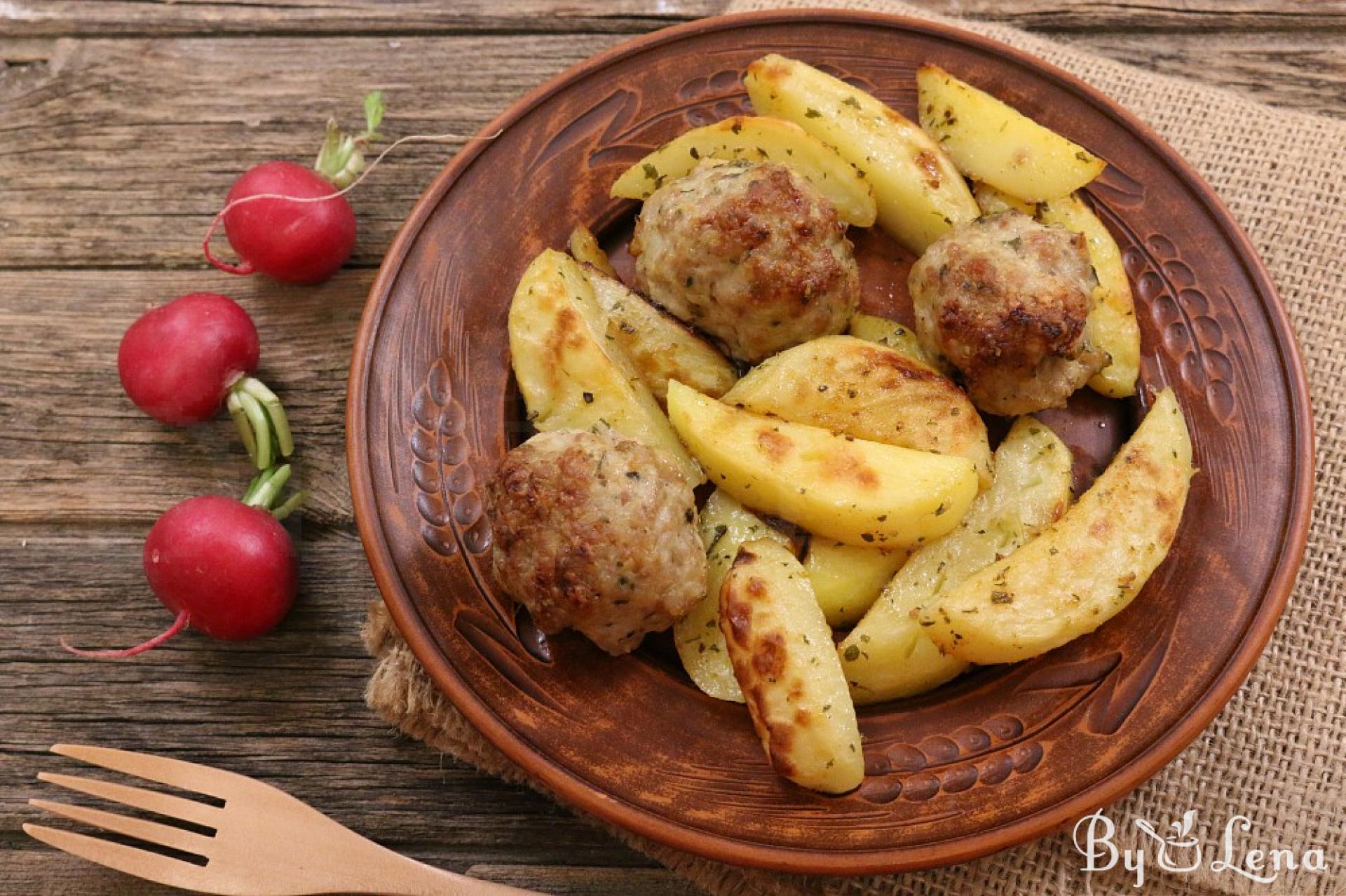 Oven Baked Meatballs and Potatoes - ByLena.com