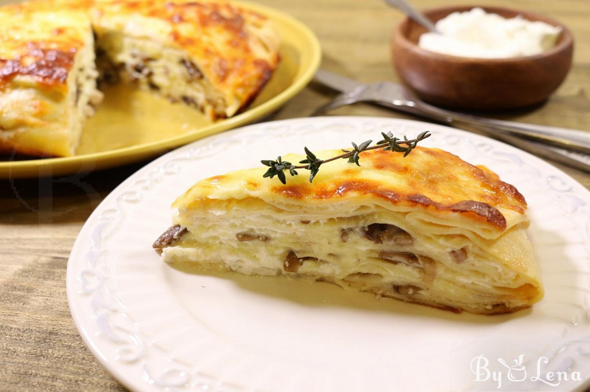 Crepe Lasagna with Mushrooms and Chicken - ByLena.com