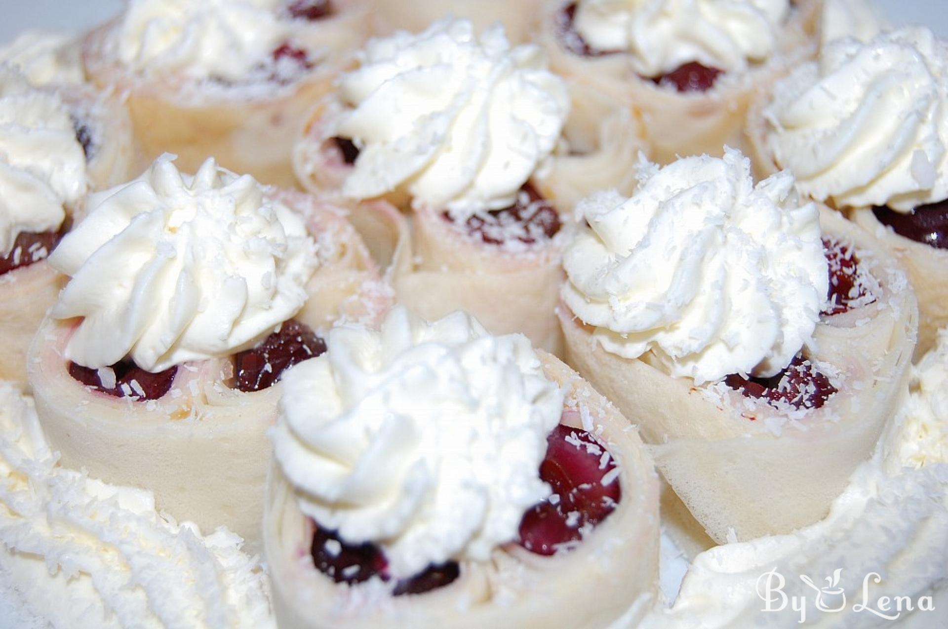 Cherries & Cream Crepes - Festive Dessert - ByLena.com