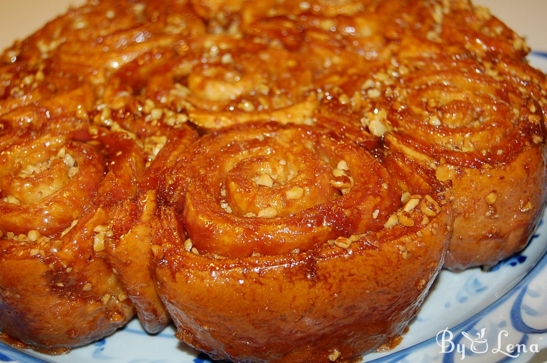 Upside-Down Caramel Sticky Buns with Nuts Recipe - ByLena.com
