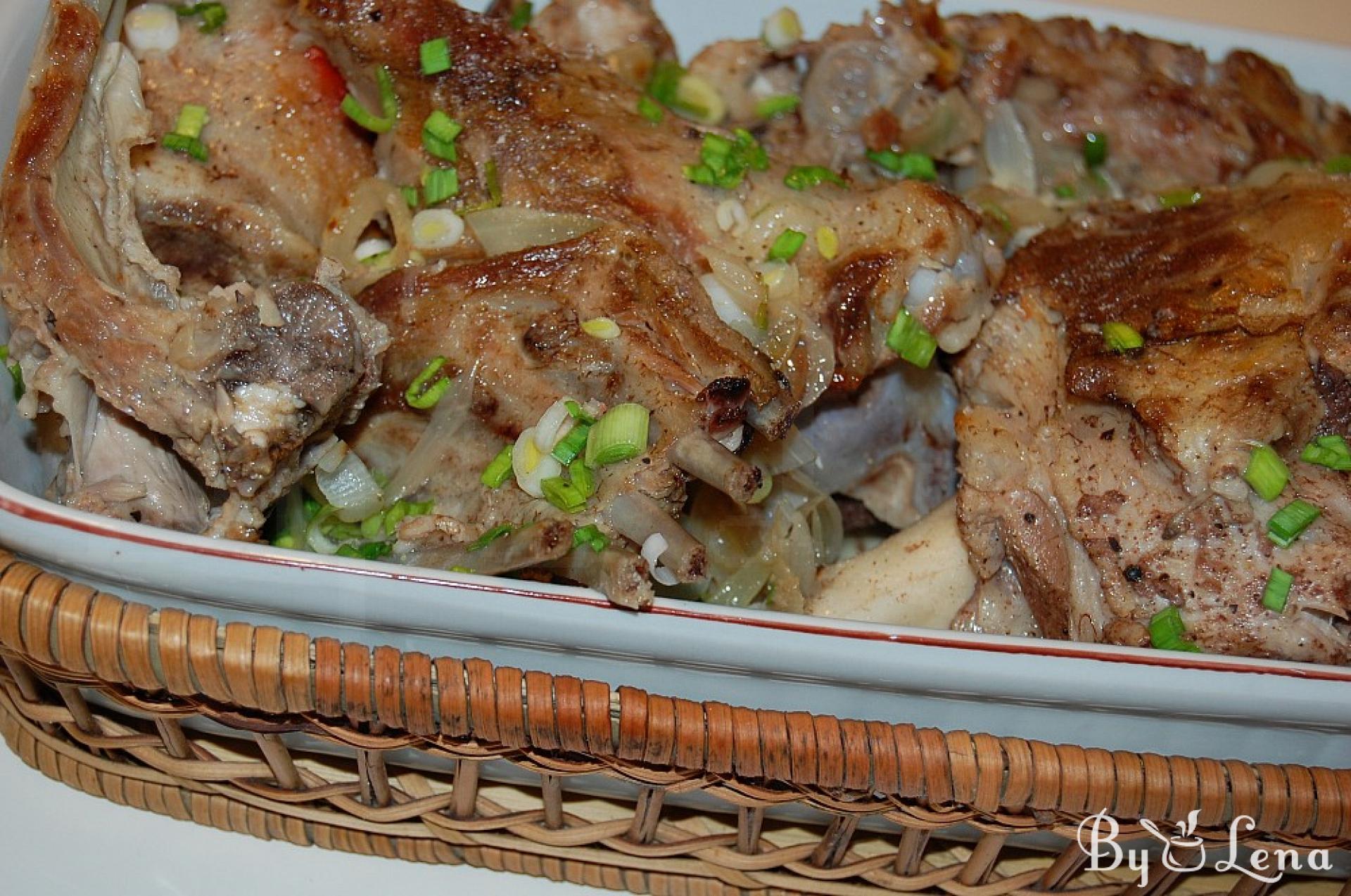 Moldovan Pan-fried Lamb with Green Onions and Garlic - ByLena.com
