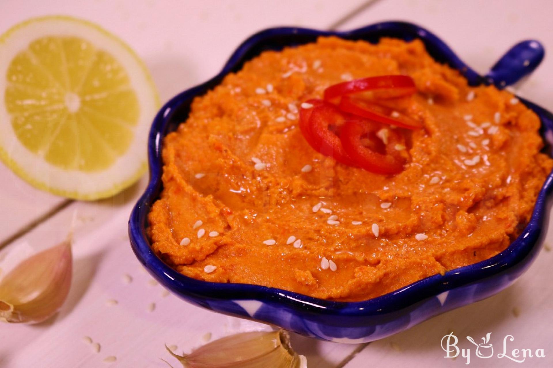 Roasted Pepper Hummus - ByLena.com