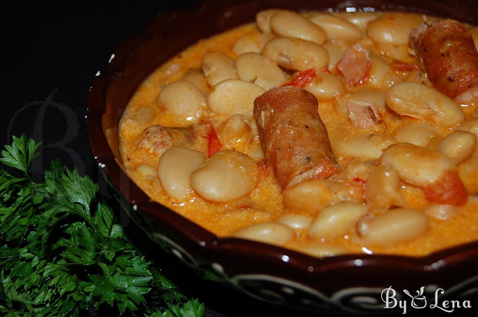 Bean Stew with Sausages and Sour Cream - ByLena.com
