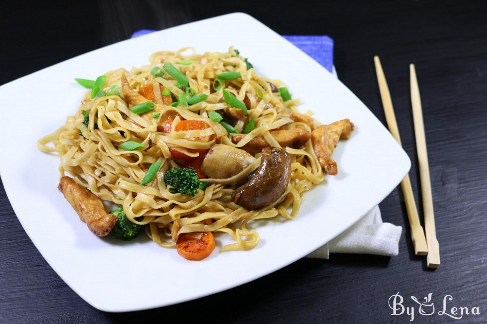Chinese Noodles with Chicken and Vegetables - ByLena.com