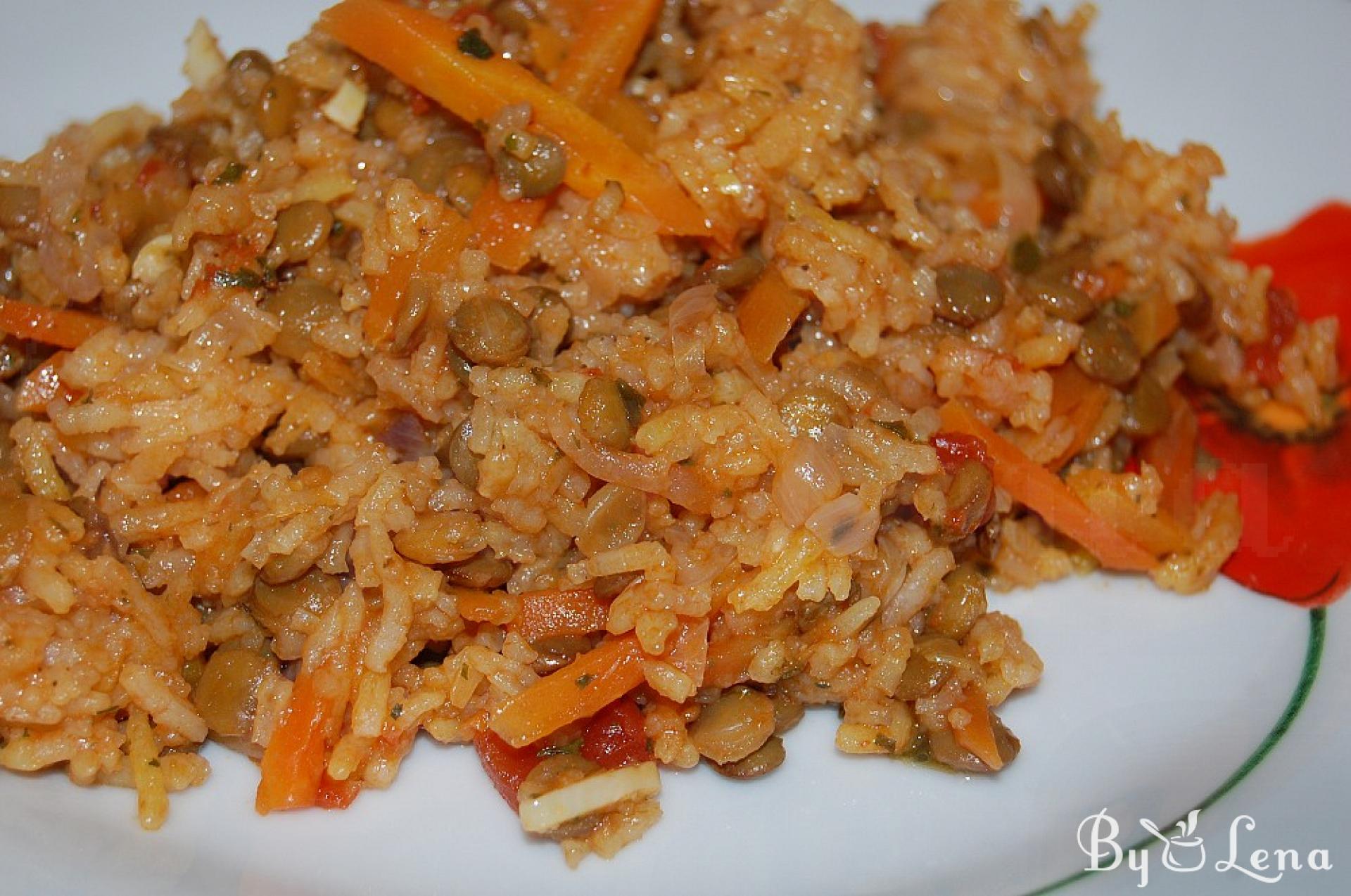Vegan Lentil Pilaf with Vegetables - ByLena.com