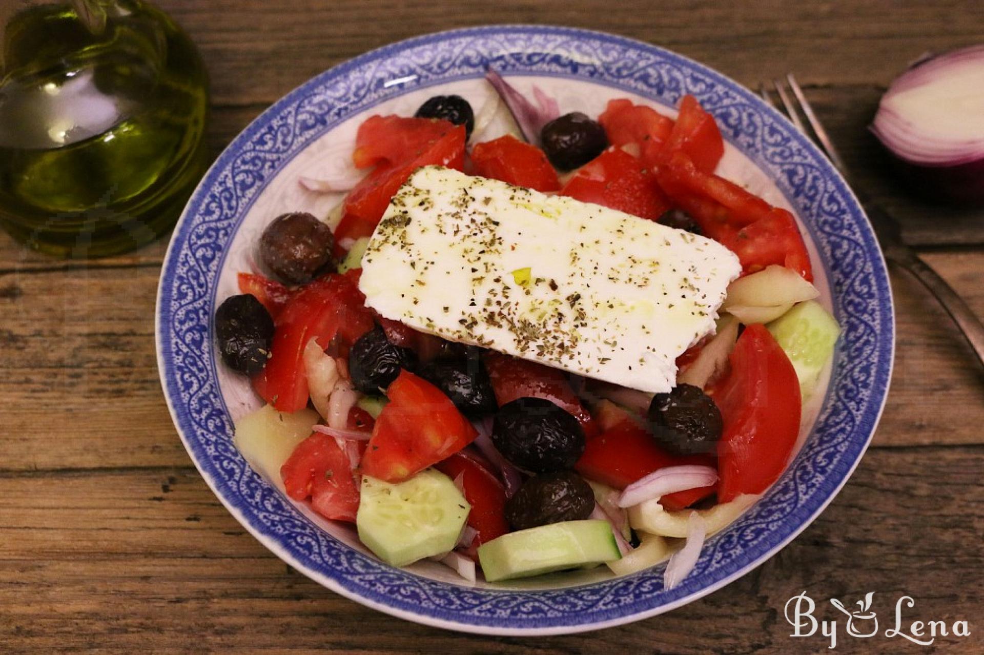 Traditional Greek Salad - Horiatiki - ByLena.com