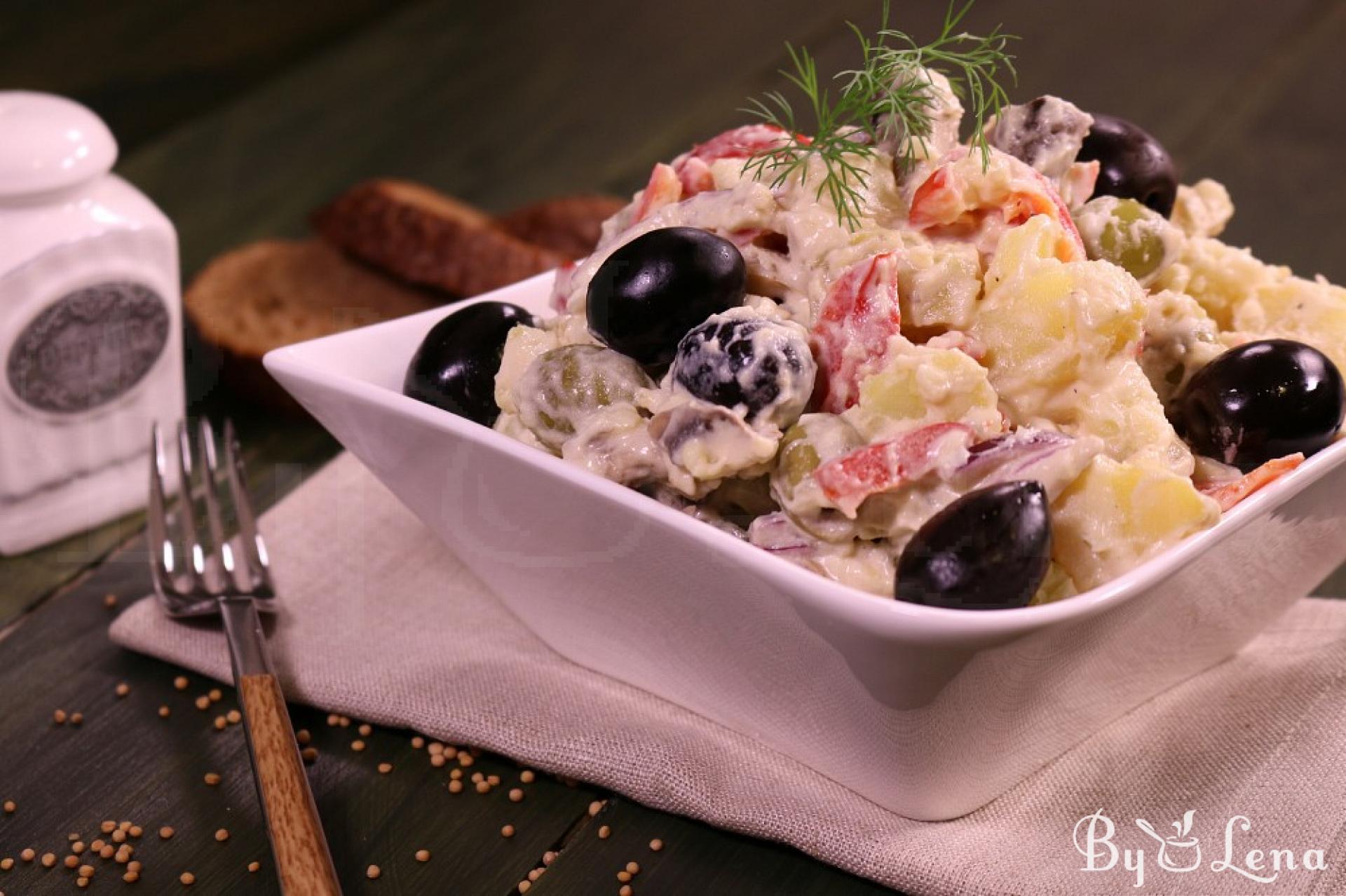 Vegan Potatoes and Olives Salad - ByLena.com