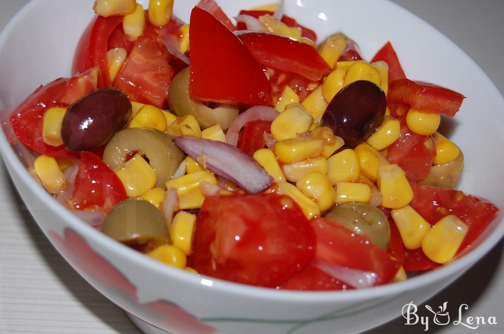 Tomato Salad with Sweet Corn & Olives Recipe - ByLena.com