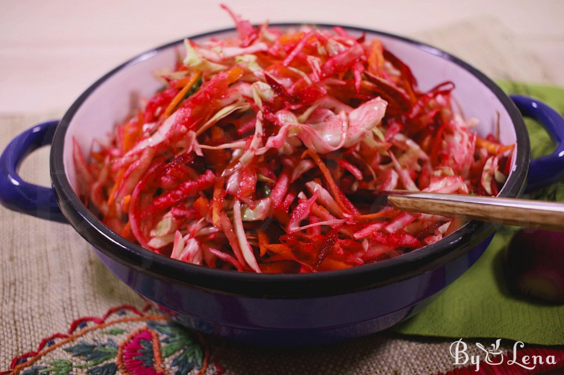 Healthy Beet, Carrot and Cabbage Salad - ByLena.com