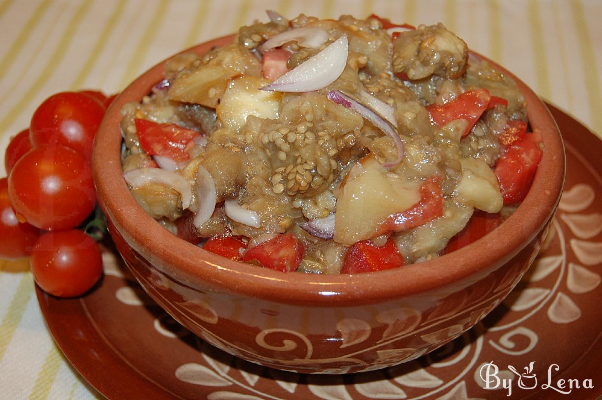 Eggplant Salad with Tomatoes and Onions - ByLena.com