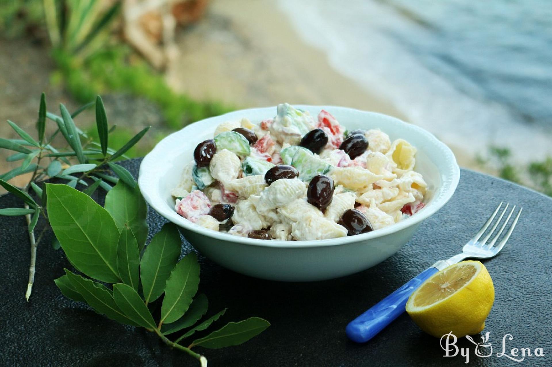 Greek Pasta Salad with Yogurt - ByLena.com