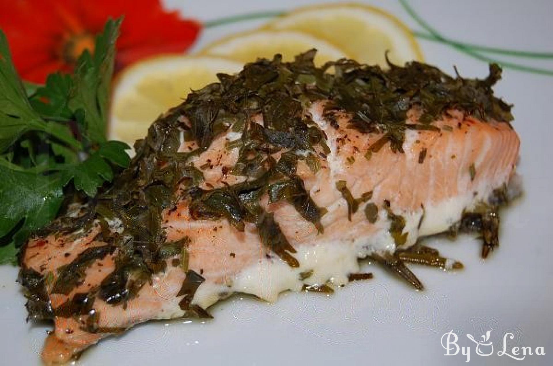 Baked Salmon in Parsley Crust - ByLena.com