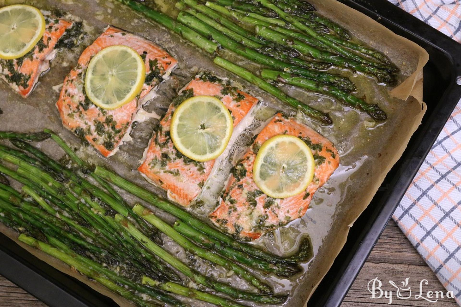 One-pan Salmon Asparagus - step by step and PICTURES - ByLena.com