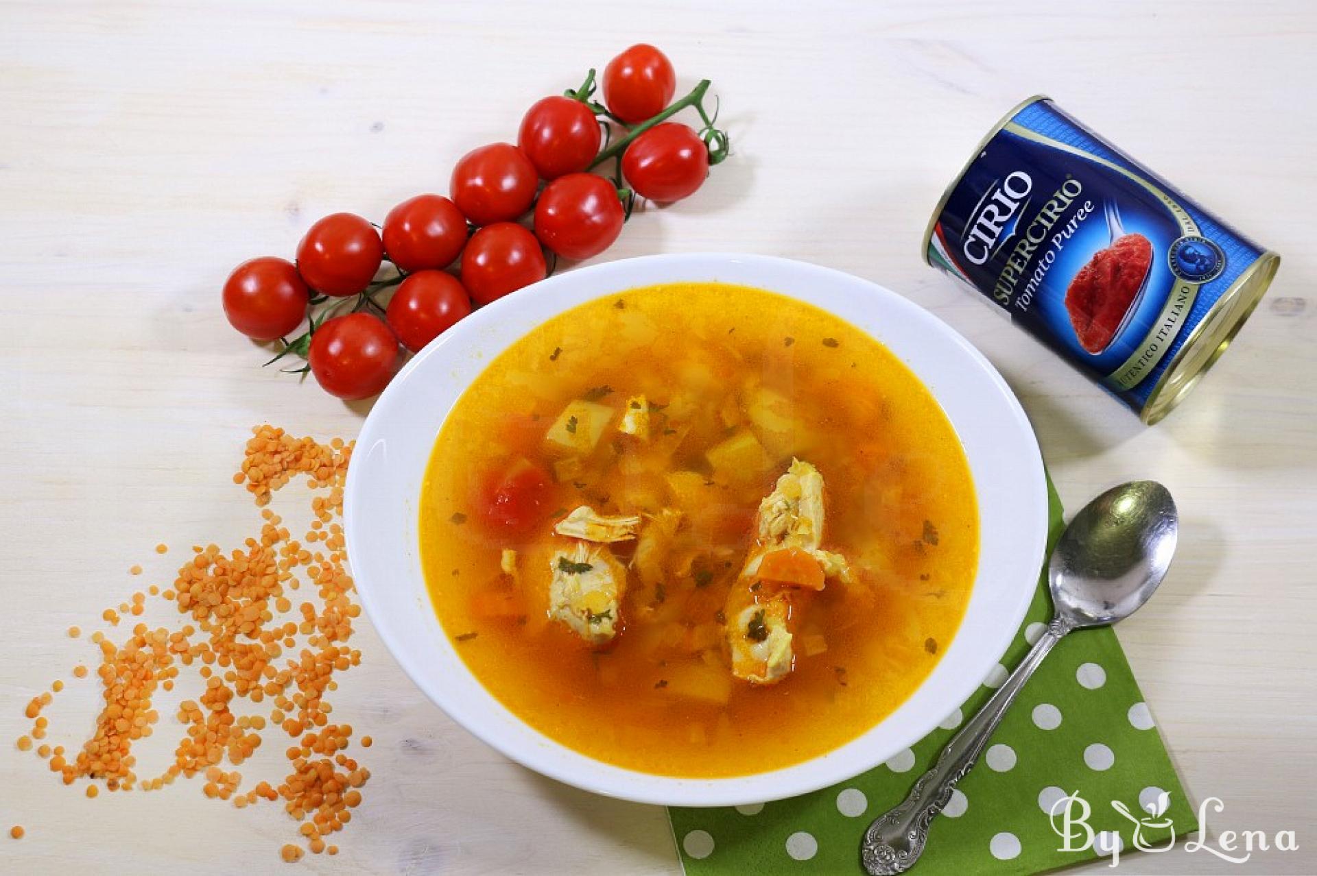 Red Lentil Chicken Soup - ByLena.com