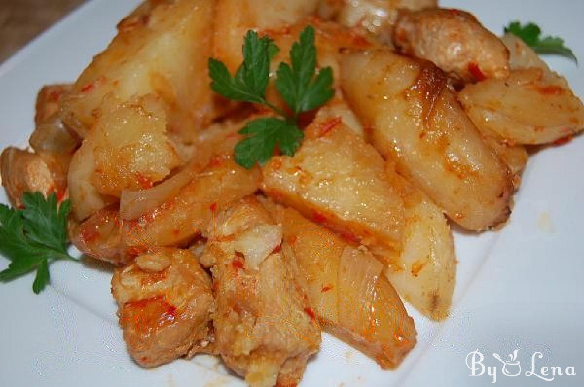 One-Skillet Roasted Potatoes&Meat - ByLena.com