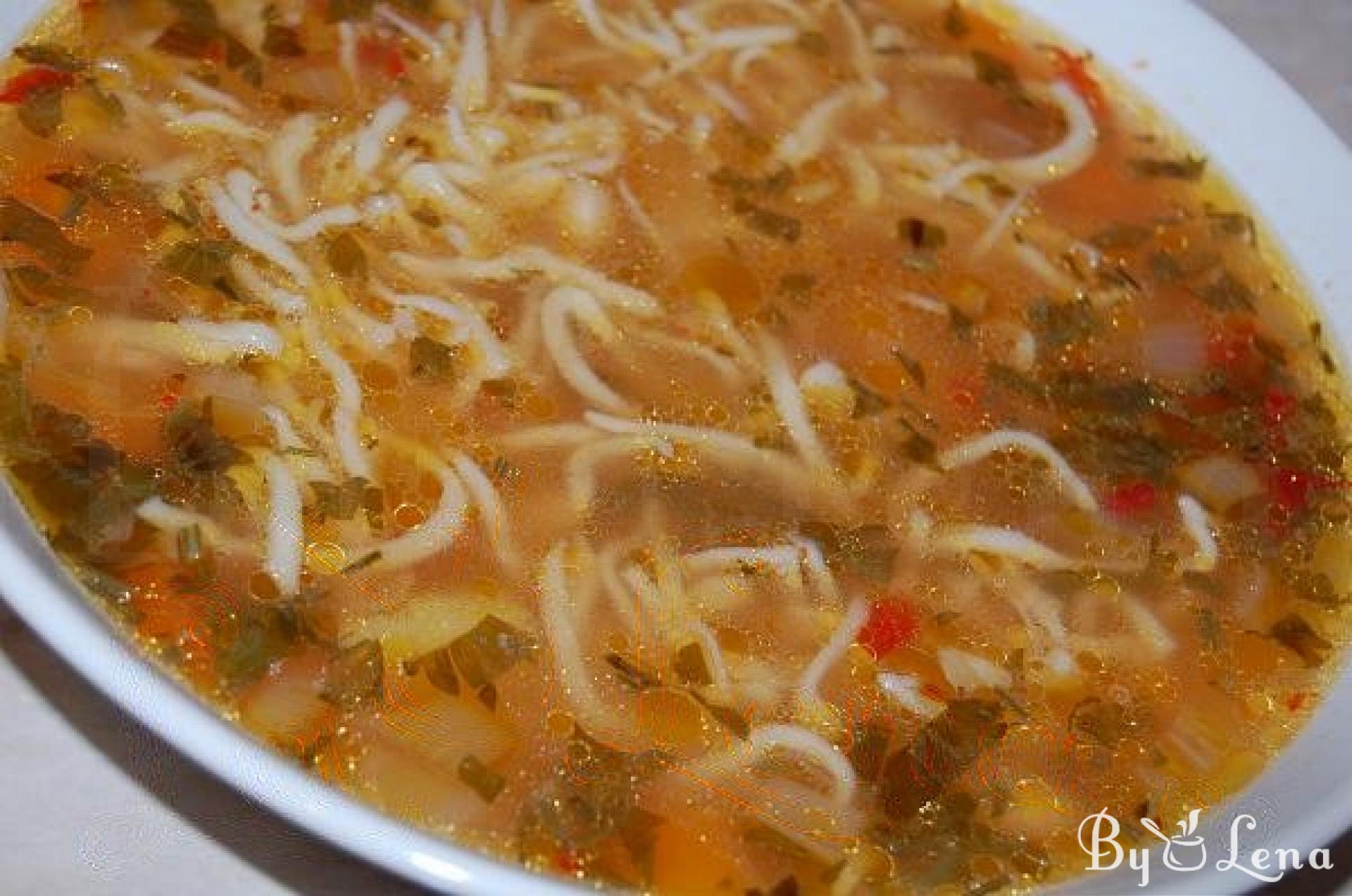 Chicken Noodles Soup with Beans - ByLena.com