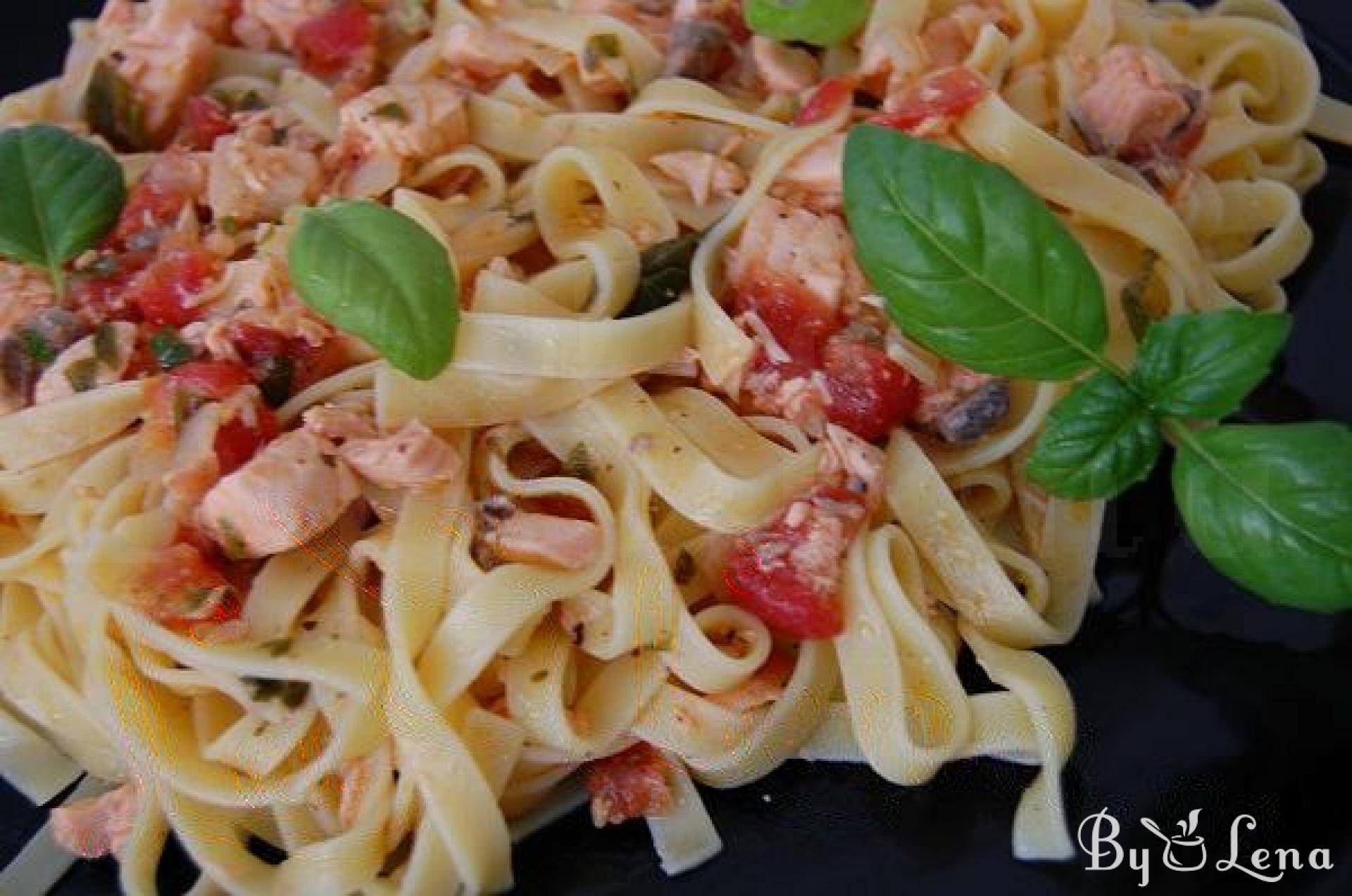 Salmon Tomato Pasta - ByLena.com
