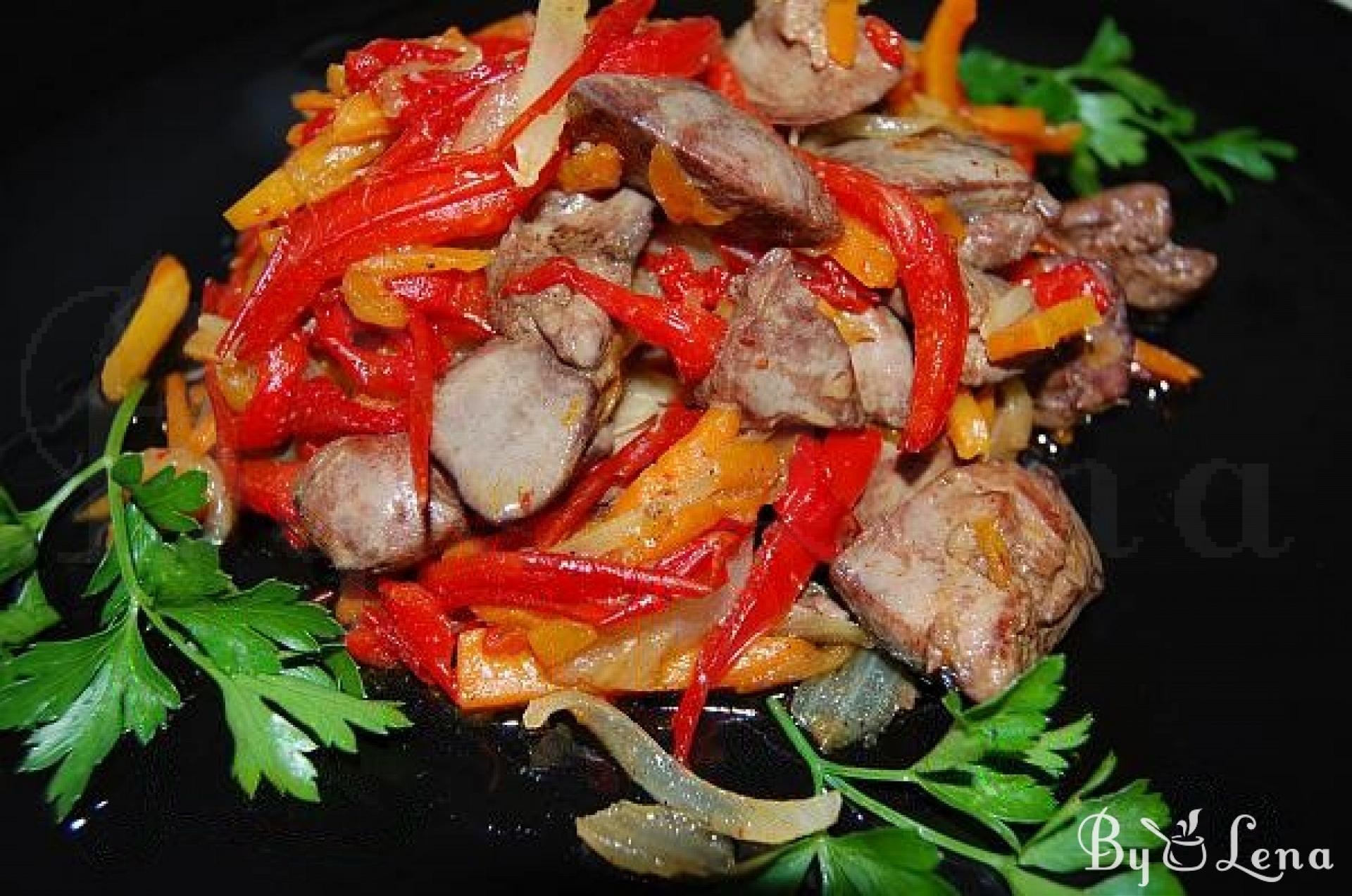 Warm Chicken Liver Salad with Roasted Vegetables - ByLena.com