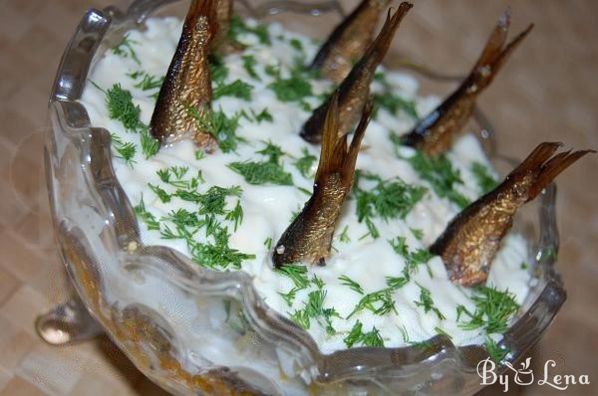 Smoked Sprats Salad - ByLena.com