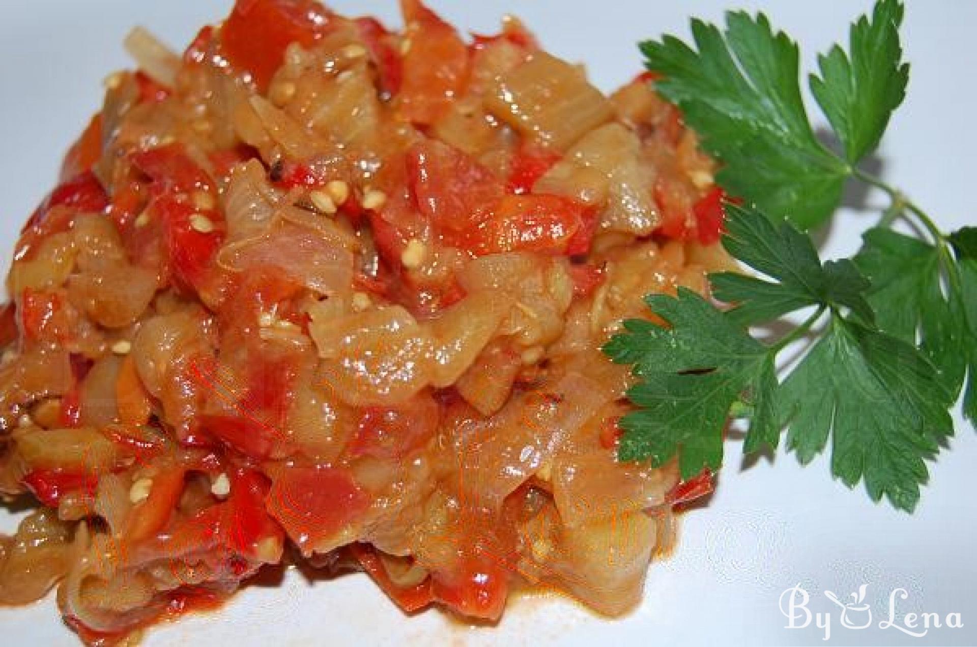 Eggplant, Red Pepper And Tomato Stew - ByLena.com