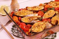 Baked fish with vegetables