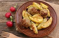 Oven Baked Meatballs and Potatoes