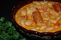 Bean Stew with Sausages and Sour Cream