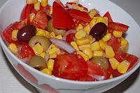 Tomato Salad with Sweet Corn and Olives