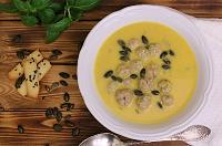 Creamy Pumpkin Soup with Meatballs