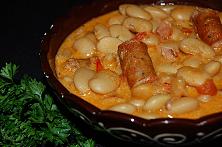 Bean Stew with Sausages and Sour Cream