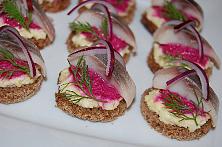 Pickled Herring Canapes with Beet