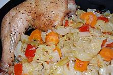 Sheet Pan Roast Chicken with Cabbage