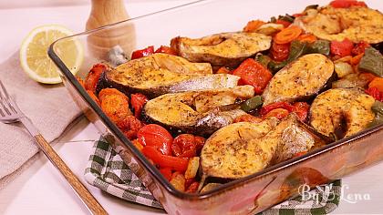 Baked fish with vegetables