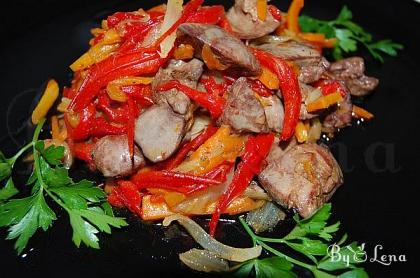 Warm Chicken Liver Salad with Roasted Vegetables