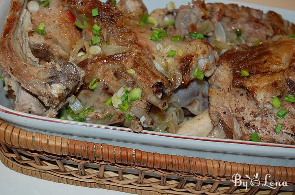 Moldovan Pan-fried Lamb with Green Onions and Garlic