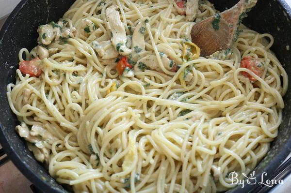 Easy Creamy Chicken Pesto Pasta - Step 12