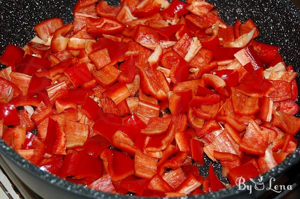 Fried Red Peppers with Fresh Tomatoes and Feta Cheese - A Bulgarian Classic - Step 1