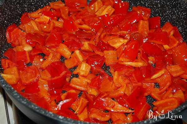 Fried Red Peppers with Fresh Tomatoes and Feta Cheese - A Bulgarian Classic - Step 2