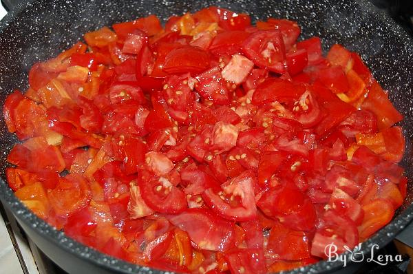 Fried Red Peppers with Fresh Tomatoes and Feta Cheese - A Bulgarian Classic - Step 3