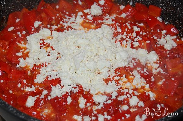 Fried Red Peppers with Fresh Tomatoes and Feta Cheese - A Bulgarian Classic - Step 4