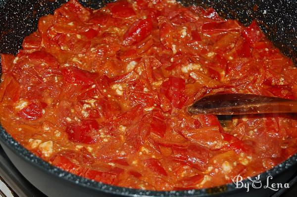 Fried Red Peppers with Fresh Tomatoes and Feta Cheese - A Bulgarian Classic - Step 5