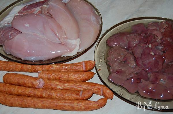 Romanian Sausage Pork Stew - Tochitura - Step 1