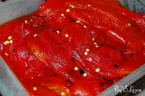 Red Peppers and Mushrooms Spread - Step 1