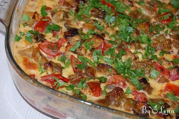 Baked Eggplant with Eggs and Feta