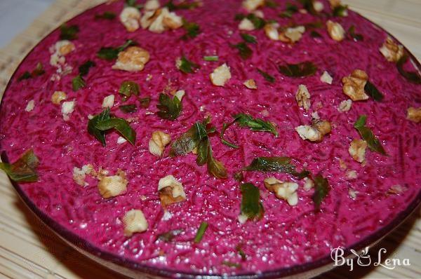 Russian Creamy Beet Salad with Walnuts and Garlic